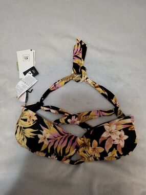 NWT Rip Curl Sunday Swell Convertible Halter Bikini Top Black Small